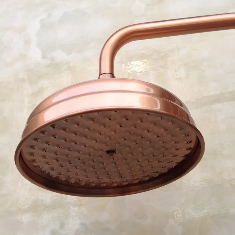 8 inch vintage red copper antique brass round shape bath rainfall shower head bathroom accessory standard 12 ash054 free global shipping