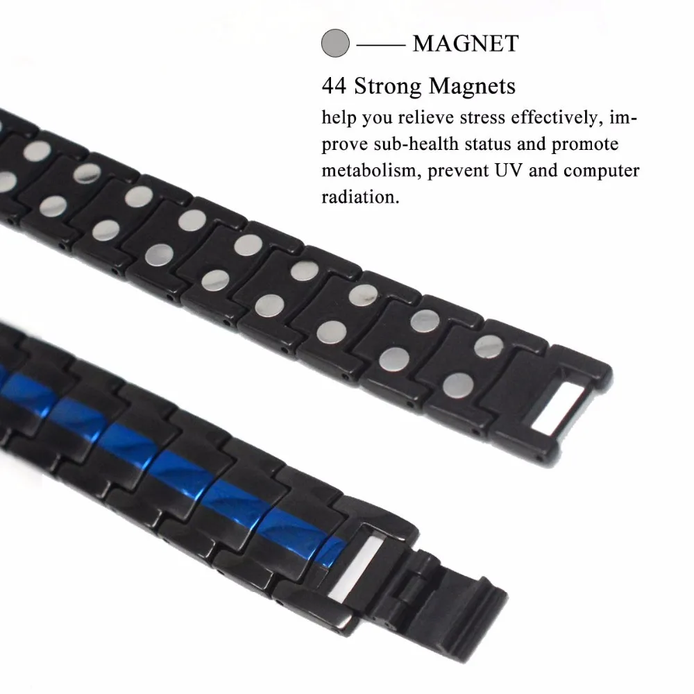 Мужской Титановый стальной магнитный терапевтический браслет с двойными