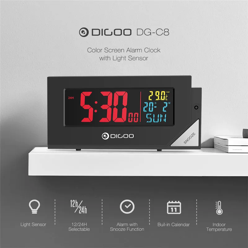 Digoo DG-C8 C8 беспроводной полноцветный цифровой Подсветка Электронный Настольный