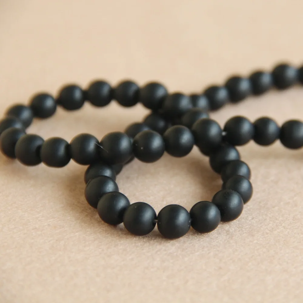 8mm Fashion Natural Black Onyx Beads Round DIY Stone Frosted Accessory Parts 15inch Grind Arenaceous Jewelry Making Design | Украшения и