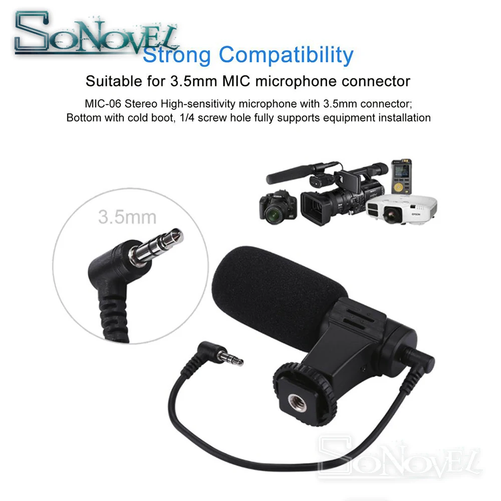 MIC-06 Microphone Mini Portable 3.5mm Condenser For SLR DSLR Smart Video Camera Outdoor Interview Mic With Muff | Электроника