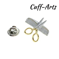 brooch lapel pin for men pins and brooches comb and scissors lapel pin badge brooch jewelry by cuffarts p10144