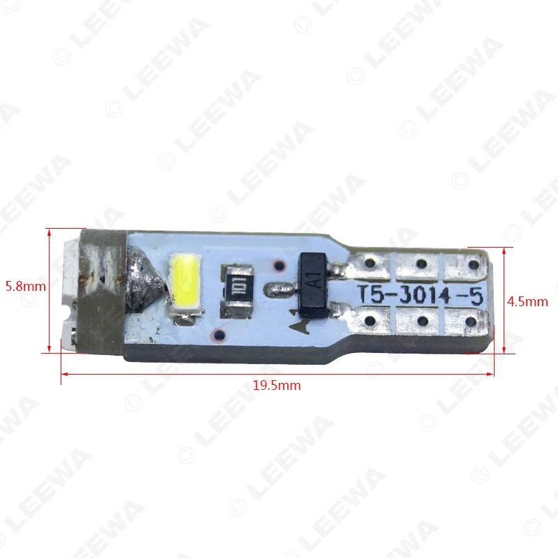 LEEWA 50 шт. автомобильный T5 5 светодиодный 3014 SMD авто клиновидный светильник