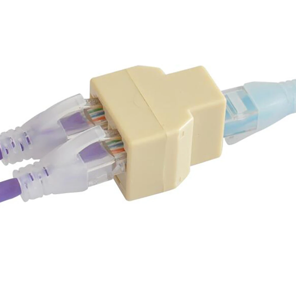 5 PCs RJ45 Female Splitter Connector Adapter 1 To 2 Ways LAN Ethernet Cord Network Cable Computer Cables Connectors | Компьютеры и
