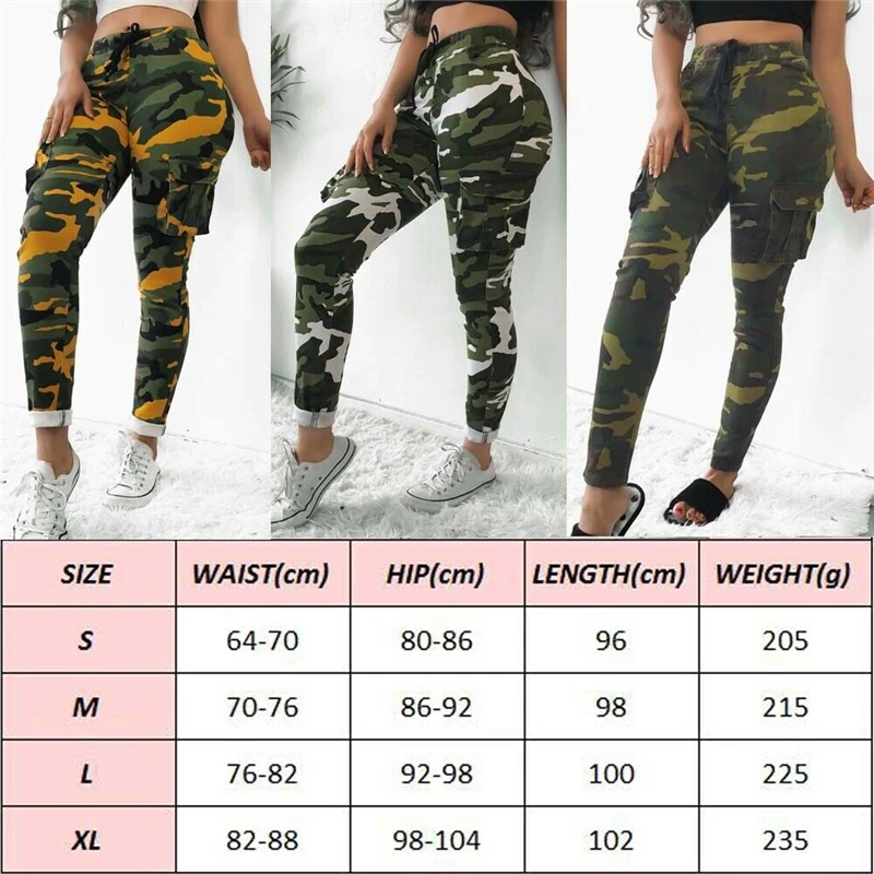 

Women's Camo Cargo Trousers Casual Pants Military Army Combat Camouflage Sports
