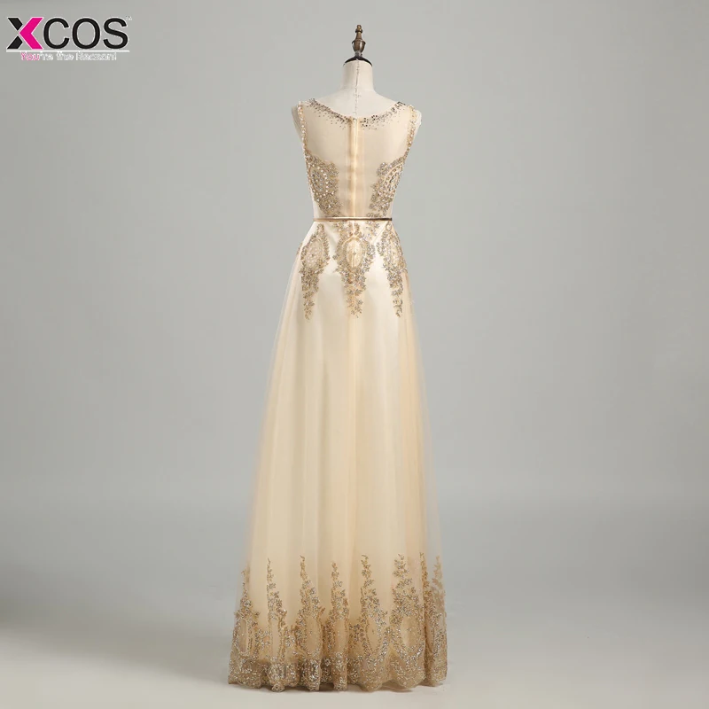 2017 кружевное мусульманское Золотое вечернее платье из тюля длинное с вышивкой