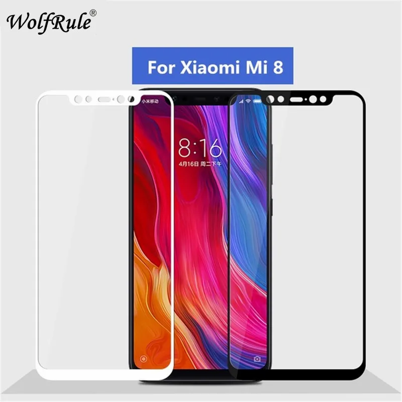 Protector de pantalla para Xiaomi Mi 8, vidrio templado para Xiaomi Mi 8, vidrio de cobertura completa, pel&iacute;cula de tel&eacute;fono, 2 uds.-0