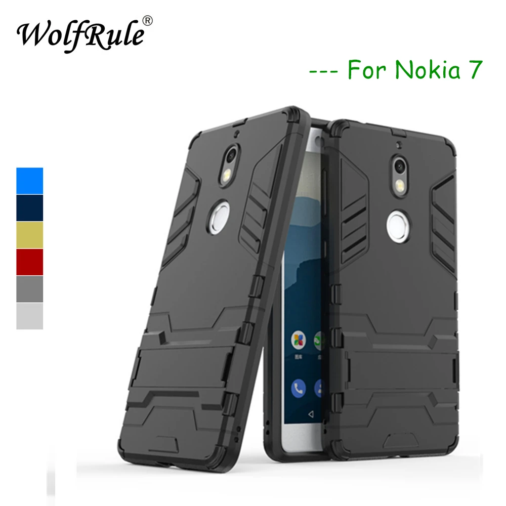 

WolfRule sFor Phone Case Nokia 7 Cover Soft Silicone + Plastic Case For Nokia 7 Kickstand Case For Nokia7 Anti-knock Fundas 5.2"