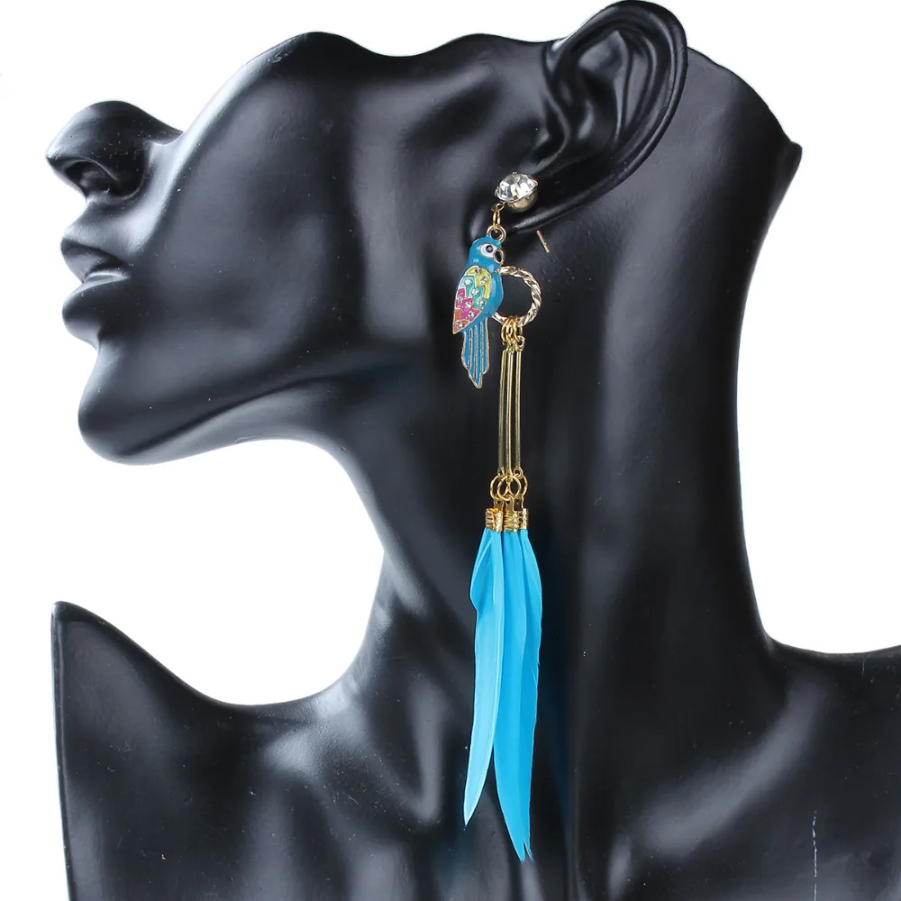 8 сезонов новые модные женские серьги гвоздики с перьями прозрачные Стразы в виде