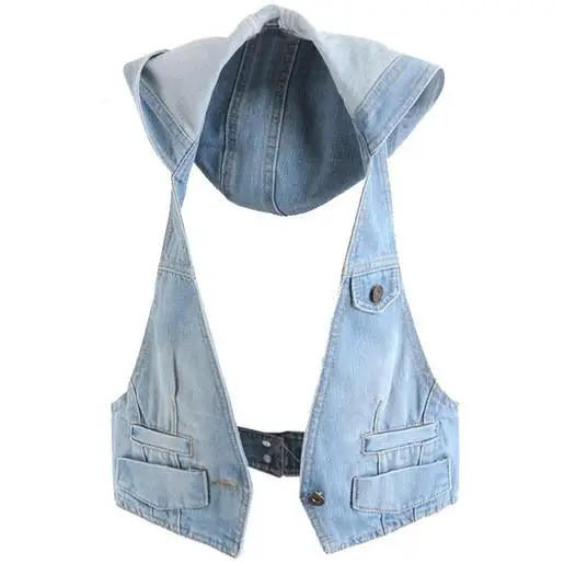 Модные летние жилеты с капюшоном джинсовые для женщин|jeans vest women|fashion womenvest women |