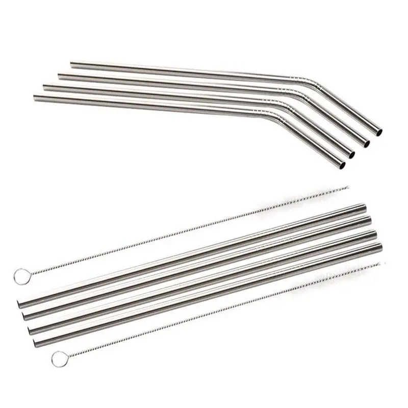 8 Упаковка нержавеющая сталь питьевая соломинка с чистящими кистями и