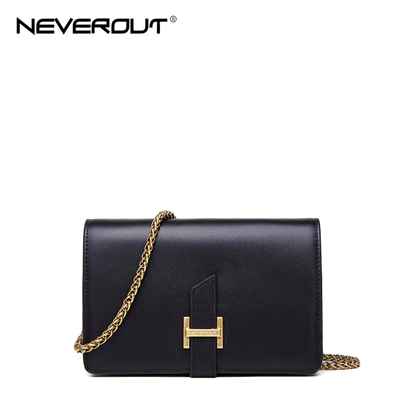 black NEVEROUT женская кожаная сумка Летняя мини-сумка-мессенджер модные сумки с клапаном маленькая цепочка сумка через плечо черный/белый/коричневый - Цвет: black