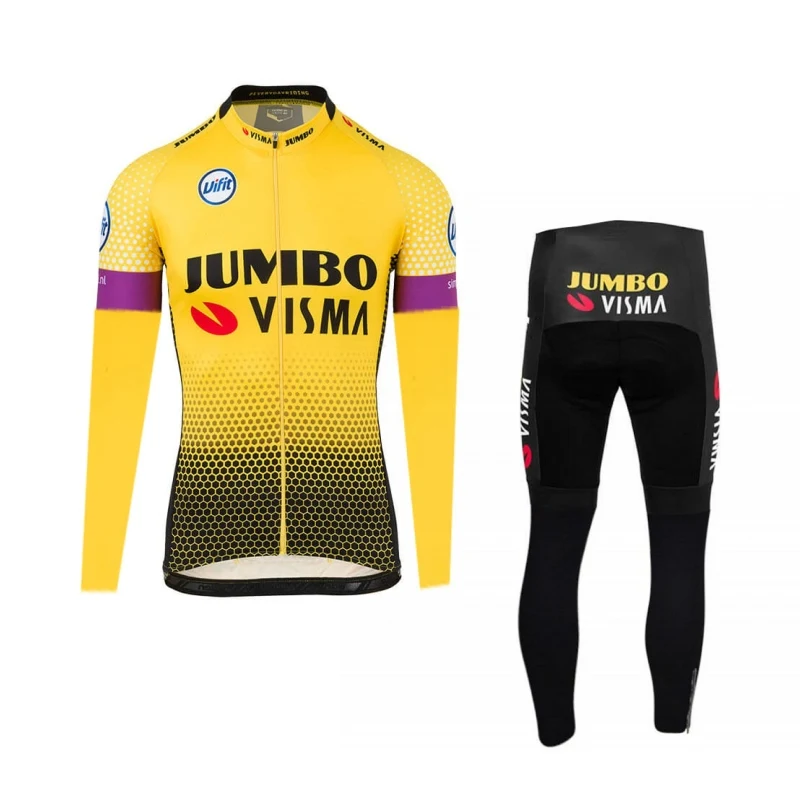 no bib set Весна, тонкая профессиональная команда jumbo visma, с длинным рукавом, для велоспорта, Джерси, наборы, Мужская одежда для велоспорта, MTB Ropa Ciclismo, для велосипеда, Майо, гелевая подкладка - Цвет: no bib set
