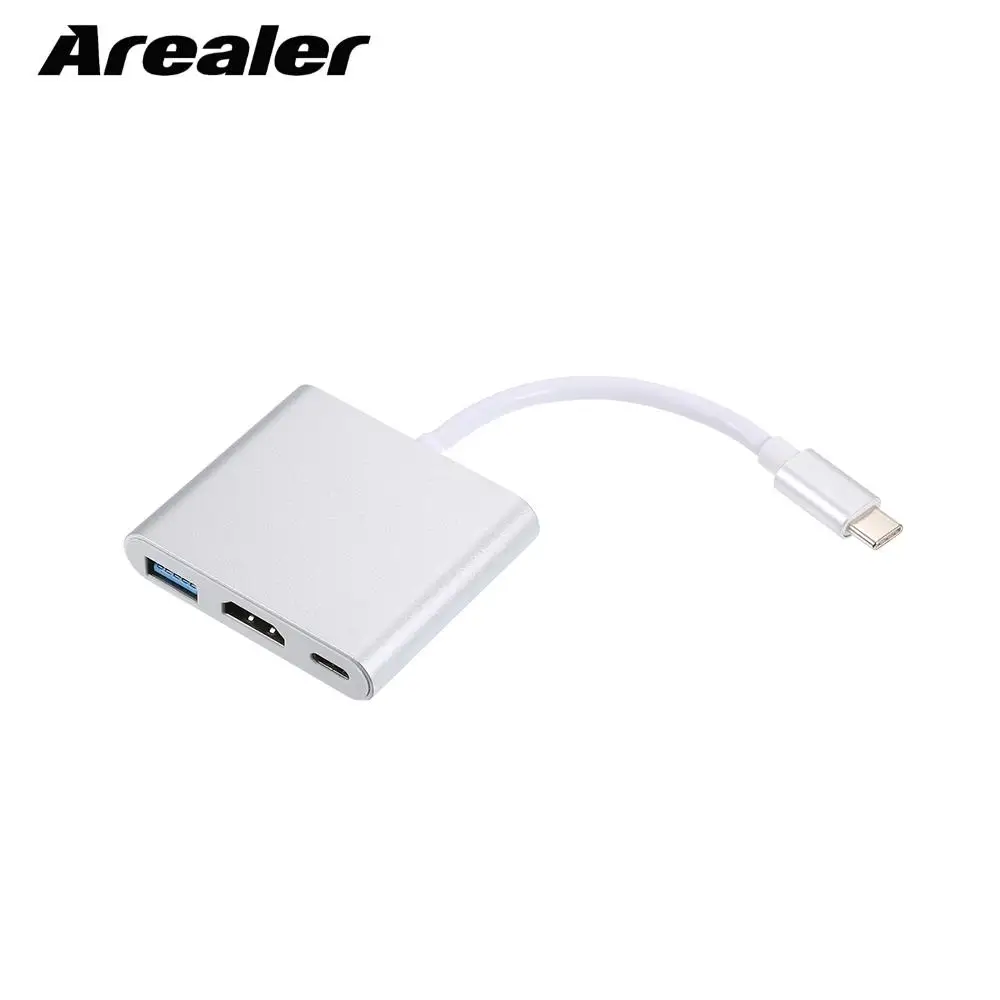 USB 3,1 Тип с разъемами типа C и USB 3,0/HD/Тип-C концентратор USB-C 3-в-1 адаптер ключ подставка с зарядным устройством для Macbook Pro, Dell XPS 13