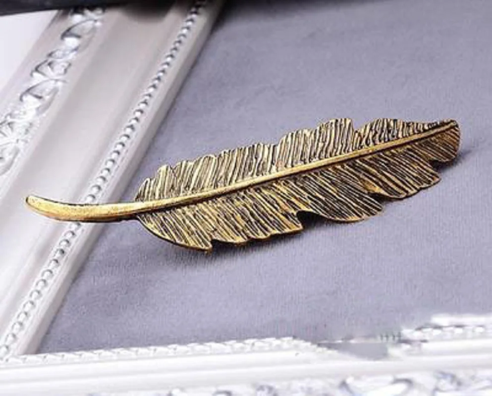 Qingwen 1 Pcs Fashion hair ornaments Leaf Shape Women Hair Clips Barrettes Feather Hair Styling Accessories Tools CE0515/w