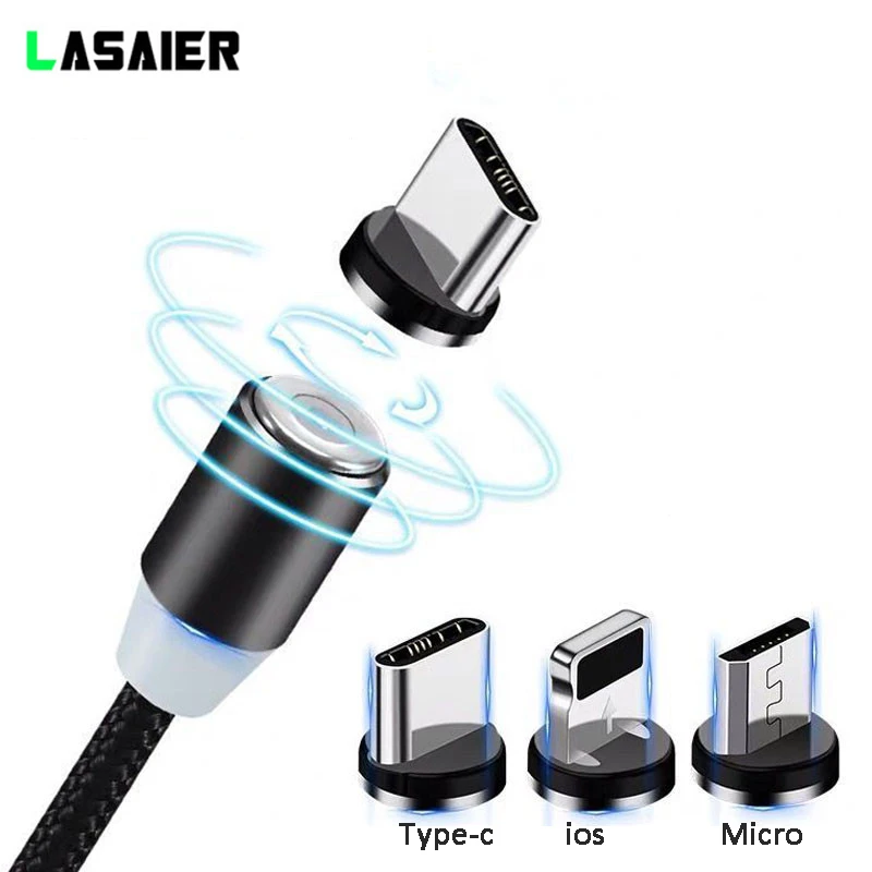 Lasaier светодиодный магнитный кабель и кабель Micro USB и кабель usb type C с нейлоновой оплеткой Магнитный кабель для зарядного устройства для iPhone Xs Max