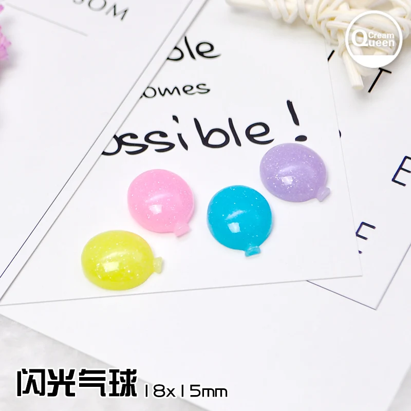 

15*18mm Diy Craft Hair Accessory 30Pcs Mixed Flat Back Resin ballon Cabochon glitter color for diy decoration