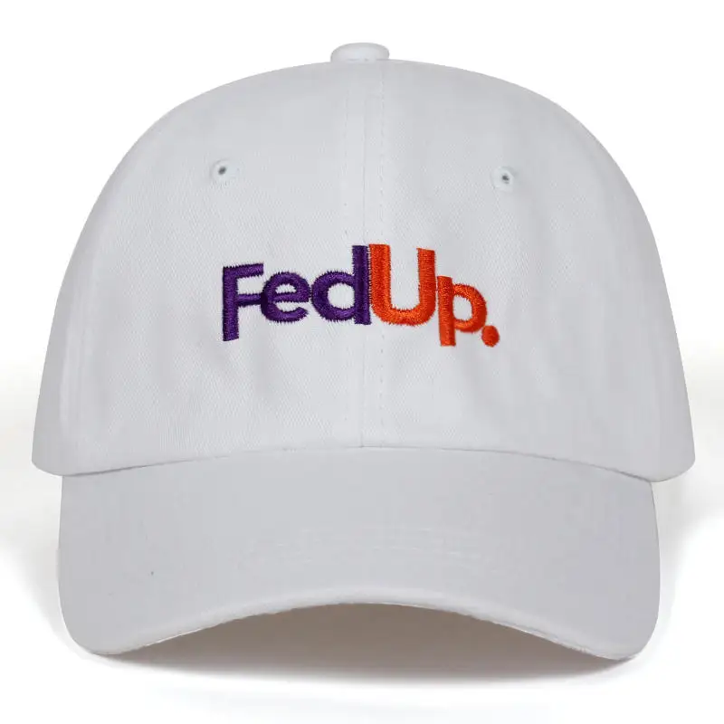 Белый FedUP. Шляпа c вышивкой, для отца хлопок% бейсболка s для мужчин женщин Регулируемая Хип Хоп Кепка для гольфа с застежкой сзади кепки шапки Bone Garros Casquette - Цвет: Белый