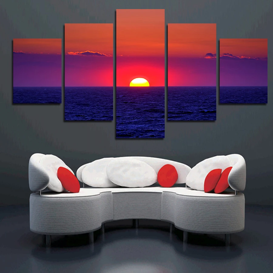 5 панелей уровень моря пейзаж картины картина для гостиной Decoracion холст печать