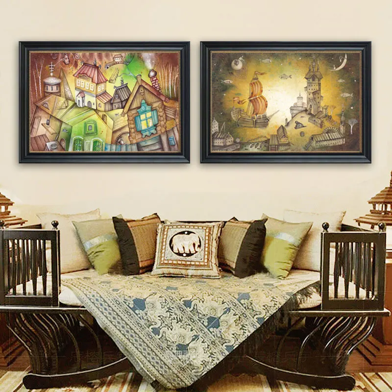 Fantasy City Posters Prints Abstract Fairy Dream Star Wall Art Pictures Retro Room Home Decor Canvas Painting/kids bedroom decor | Дом и сад