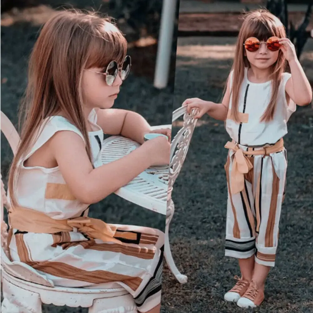 Детская одежда летняя хлопковая футболка без рукавов топы жилетка + длинные