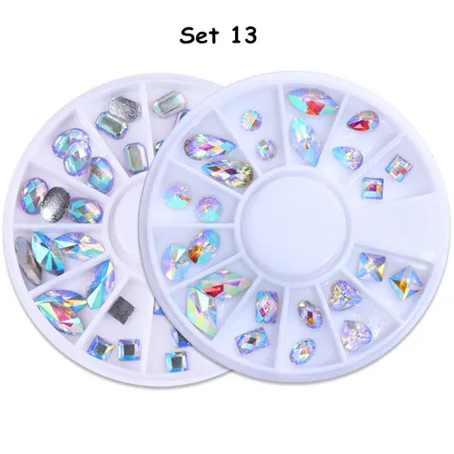 Set 13 2 коробки, Стразы для ногтей, бусинки, заклепки, 3D украшения для ногтей, маникюрный декор, набор для украшения ногтей - Цвет: Set 13