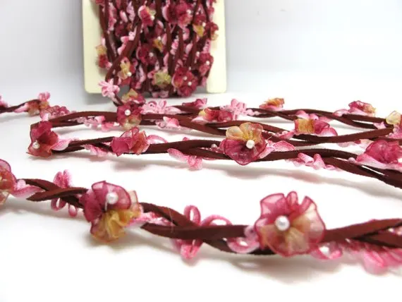 Braided Niva Rococo Trim with Faux Suede Leather|Braided Twine|Twisted Cord|Headband Trim|Vine Trim|Floral Decorative Ribbon | Дом и сад