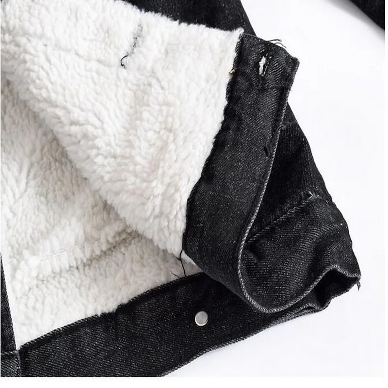 Men Coats Wool Liner Cowboy Lambhair Warm Denim Outwear Male Self-Cultivation Thick Denim Coat