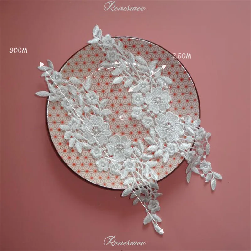 Кружевная аппликация с вышивкой цвета слоновой кости 3 пары украшение сделай сам