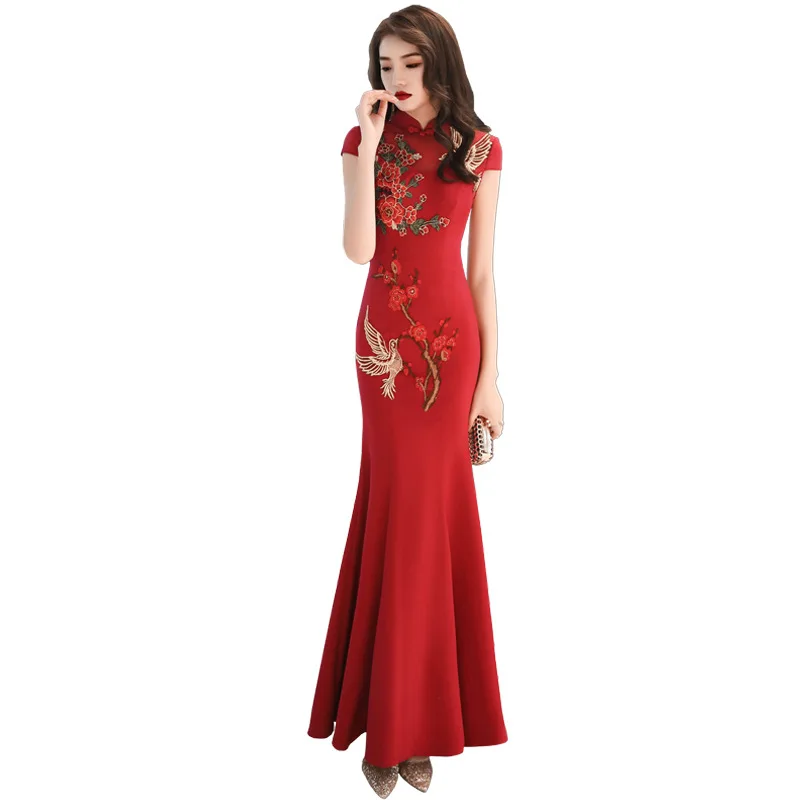 С вышивкой в традиционном китайском стиле размера плюс 3XL Vestidso Cheongsam элегантной