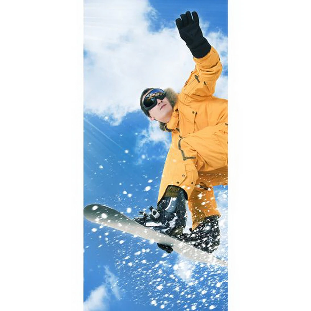 Наклейка на дверь с изображением лыжного человека 2 панели|Наклейки стену| |