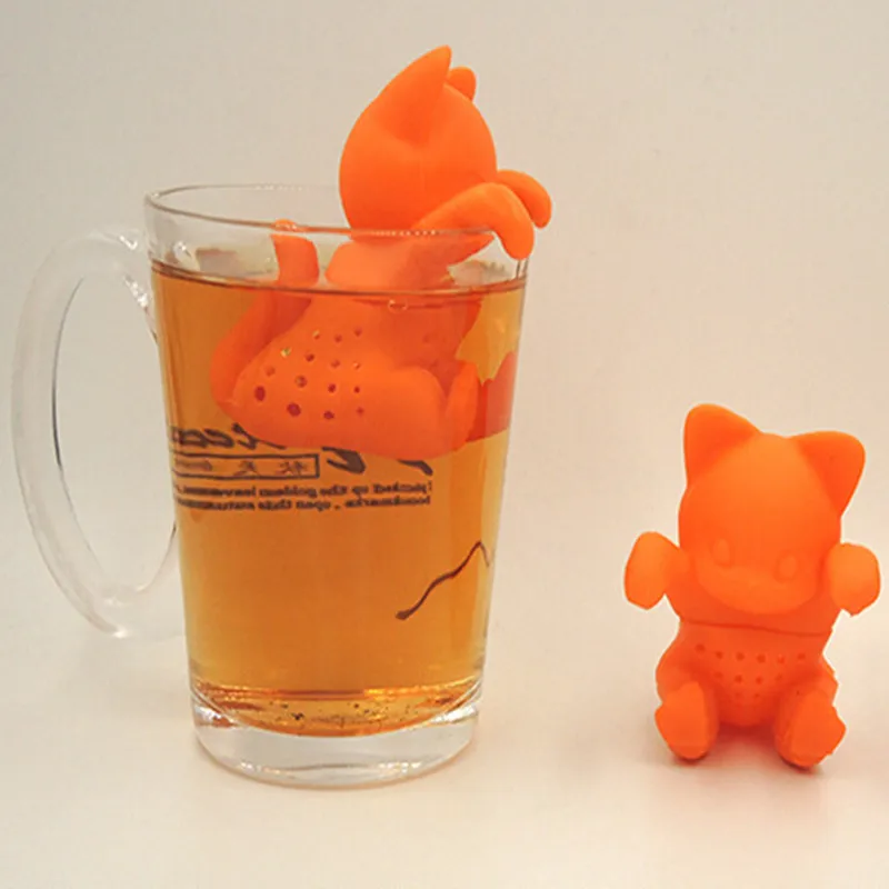1 шт. Творческий мультфильм котенок чайное ситечко силиконовые милый кот Чай Infuser