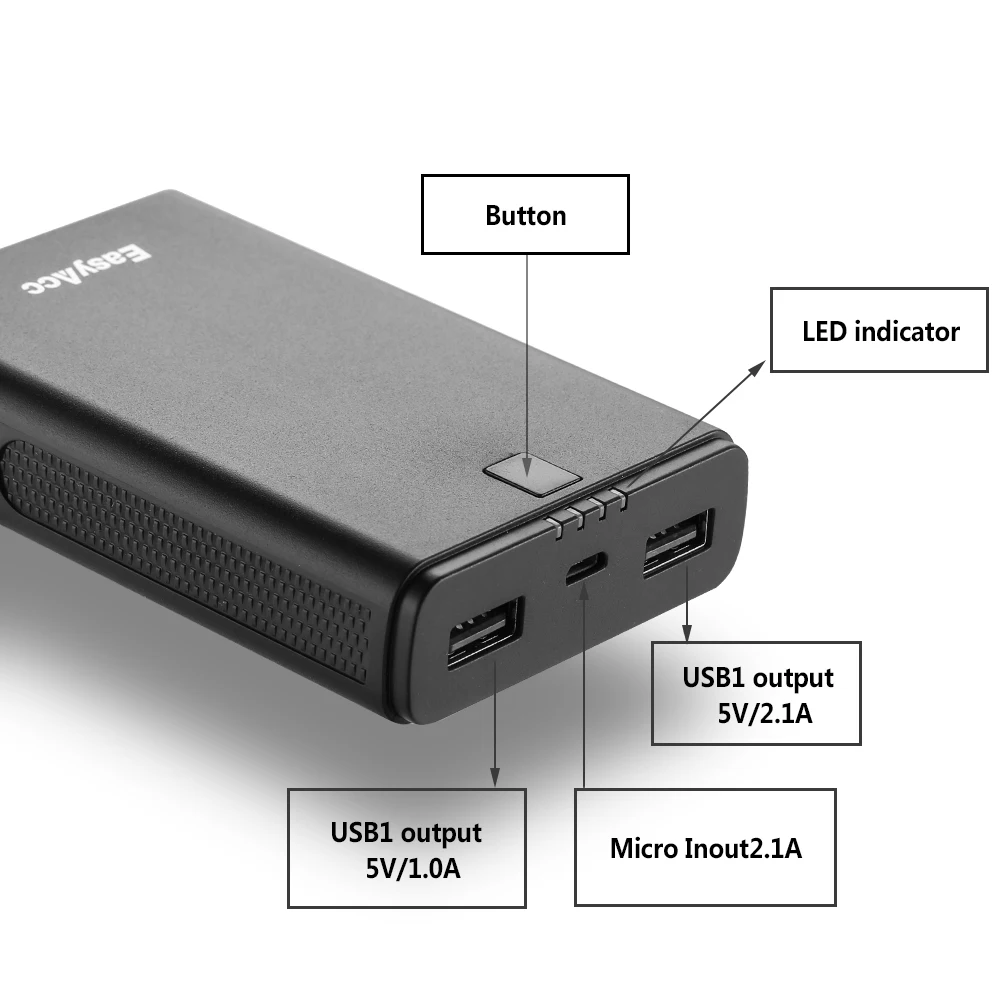 Easyacc внешний аккумулятор 11000 мАч двойной USB портативный зарядное устройство для