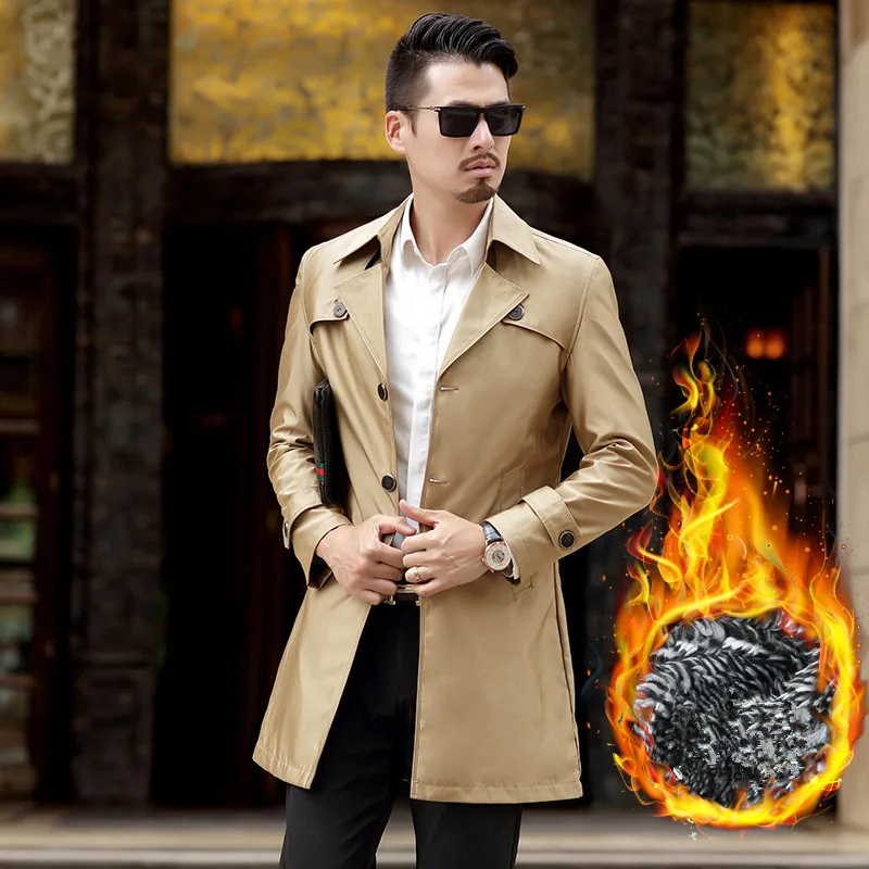 Thick Trench Coat Men Classic Single Breasted Mens Long Clothing Jackets &amp Coats British Style Overcoat | Мужская одежда