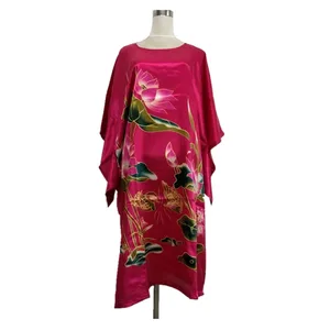 Женская ночная сорочка из искусственного шелка, Элегантная ночная рубашка для отдыха, один размер