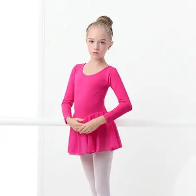 peach long sleeve Детское балетное платье; прозрачные шифоновые юбки для танцев; детская одежда для балета; тренировочная Одежда для танцев для девочек - Цвет: peach long sleeve
