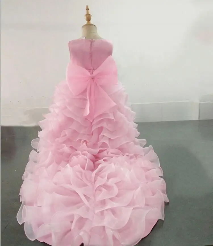 Ball Gown Glitz Trailing Tiers Puffy Fancy Flower Girls Party Ceremony Dresses Kids Baby Dovetail Clothes Carnival Costume | Детская