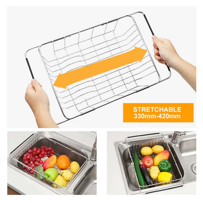 MESNUG Регулируемая сушилка для посуды из нержавеющей стали раковины очков чаши