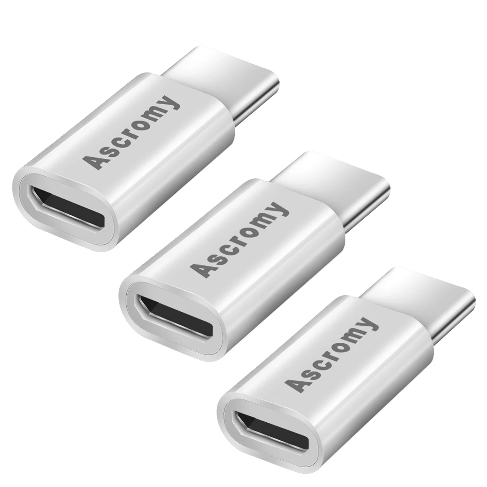 Ascromy 3 шт. адаптер Micro USB к Type C для OnePlus 6 One Plus 5T Xiaomi Mi Max 5 Mi8 samsung S9 plus Note 8 зарядное