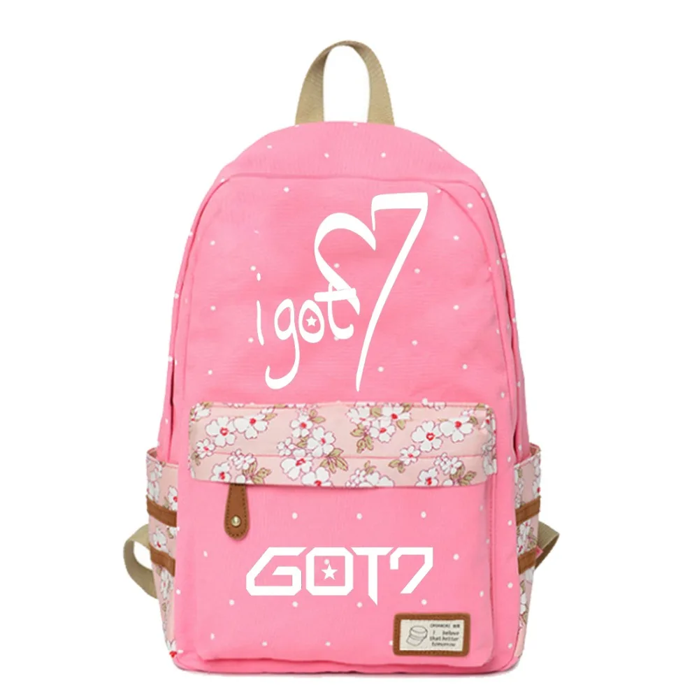 WISHOT GOT7 рюкзак Kpop дорожная сумка для девочек Женская холщовая школьная в горошек с