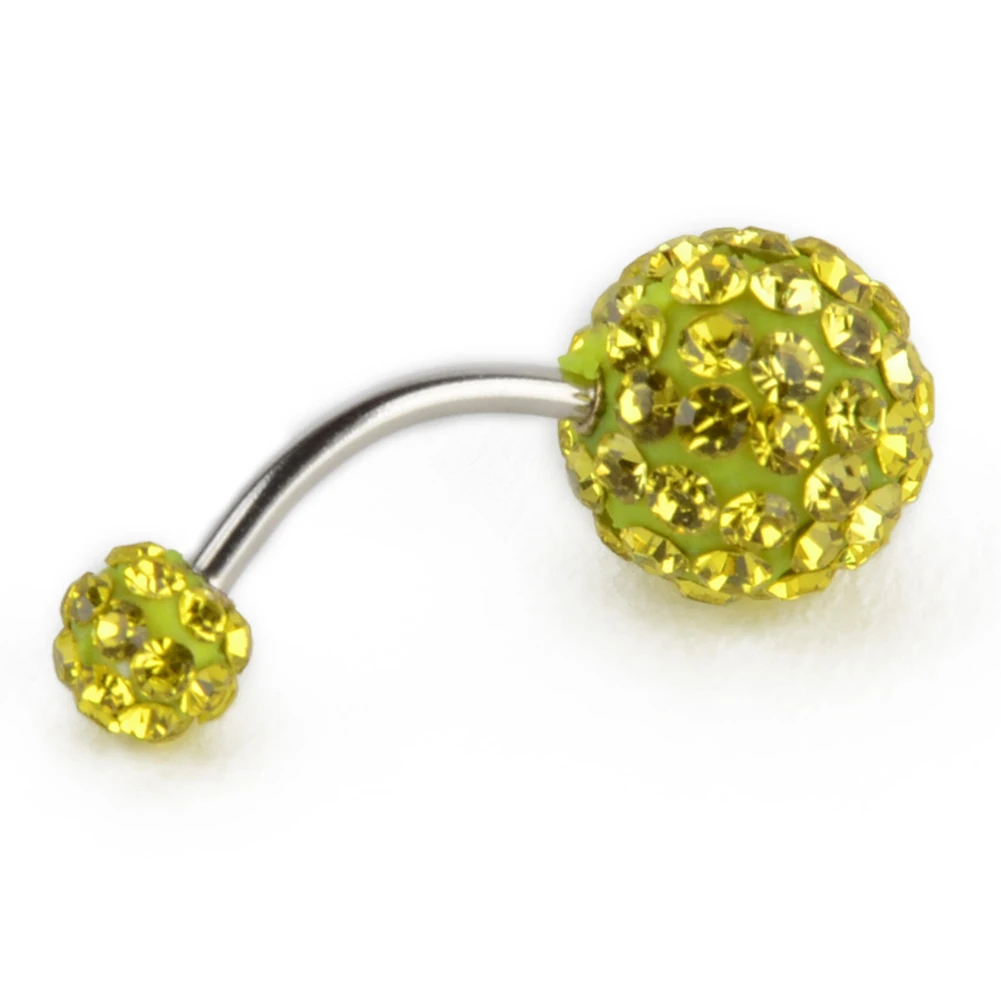 bright yellow 1 шт./лот пирсинг для пупка Хирургическая Сталь один Кристалл Rhinestone кольца для пупка пирсинг пупка 5/8 мм шар Nombril - Окраска металла: bright yellow
