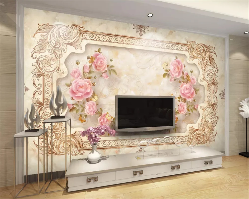 

beibehang Custom thick silky 3d wallpaper classic European stone relief TV sofa bedroom background papel de parede papier peint