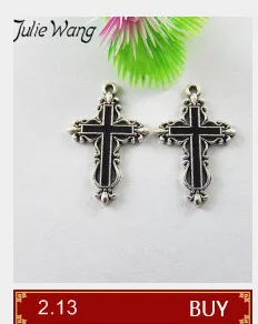 Julie Wang, 8 шт., античные серебряные четки, крест, шармы с распятием для ожерелья, подвески, серьги, аксессуары для изготовления ювелирных изделий