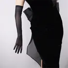 Эластичные кружевные перчатки ультратонкие длинные женские черные марлевые тонкие перчатки Женские варежки для сенсорного экрана TB17