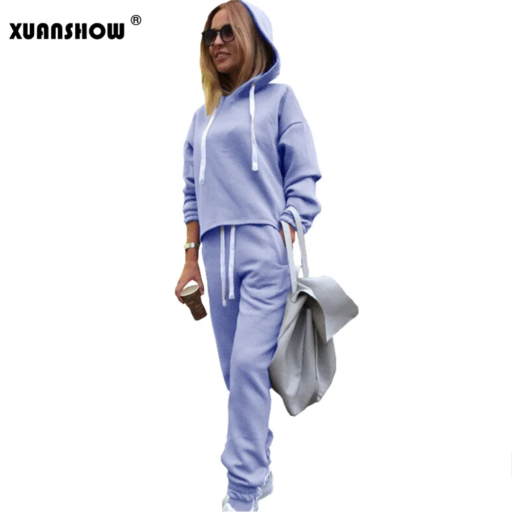 XUANSHOW 2020 осень зима ассиметричные однотонные женские наряды толстовки с длинным