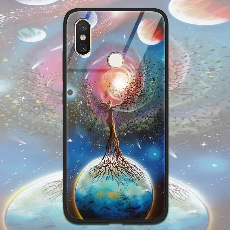 xqshuren Закаленное стекло Star Space Cover для Xiao mi Red mi Note 5 6 Pro S2 5 Plus mi A2 6X 5S 6 8 SE Lite Explorer mi x 2 2s чехол с мягкими краями - Цвет: xqshuren