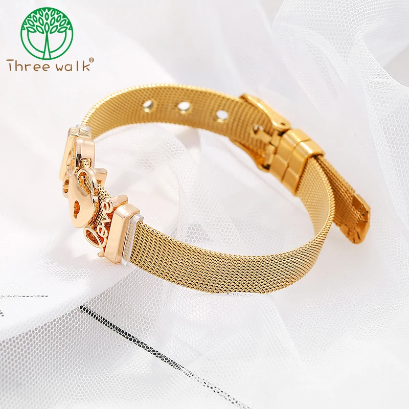 

Stainless Steel Mesh Keeper Brand Bracelet Can Fit Slide Charms Bracelets for Valentine's Day Gifts