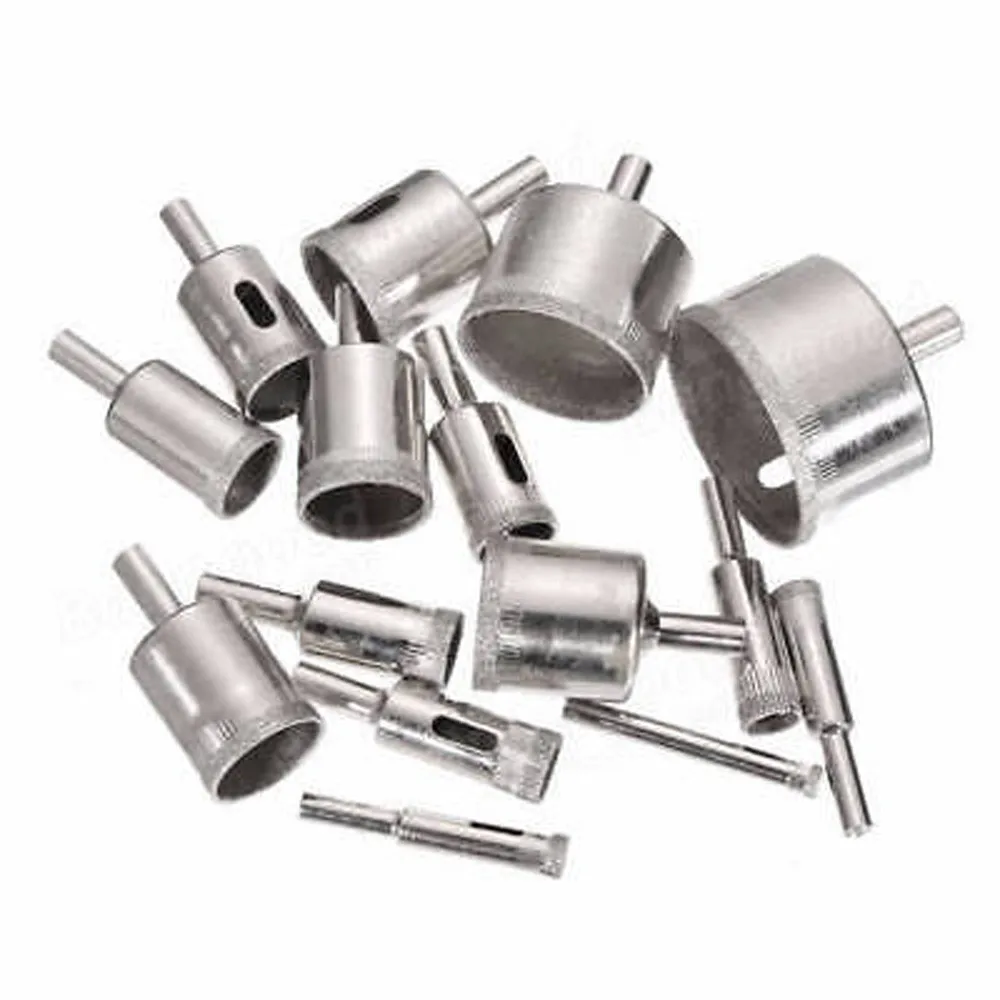 

Tool 15pcs Diamond tool drill bit hole saw set for glass pro Power home work Woodworking Hand Tool#sw ceramic marble 6-50mm