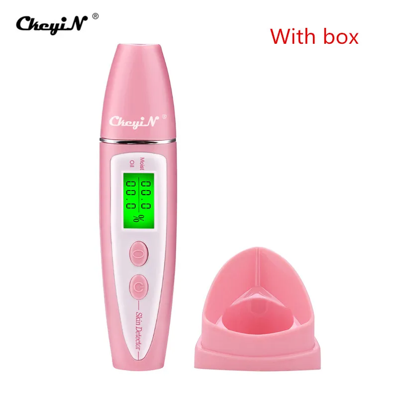Pink with box Цифровой детектор влажности кожи портативный анализатор содержания масла для лица монитор ЖК-дисплей тестер для ухода за кожей монитор для ухода за лицом 38 - Цвет: Pink with box