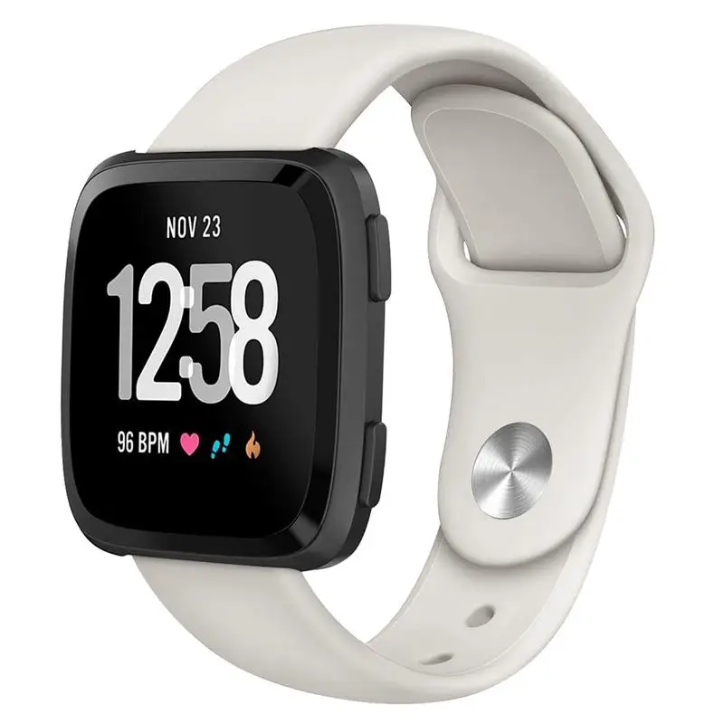 Beige Сменный спортивный ремешок для Fitbit Versa/Versa Lite Edition из нержавеющей стали/мягкий силиконовый ремешок для наручных часов размера S/L для фитнес-часов - Цвет: Beige